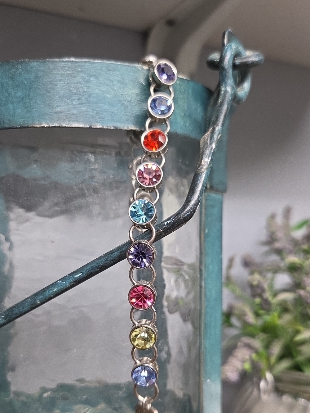 Charm It! Silver-Tone Rainbow Crystal Link Chain Bracelet